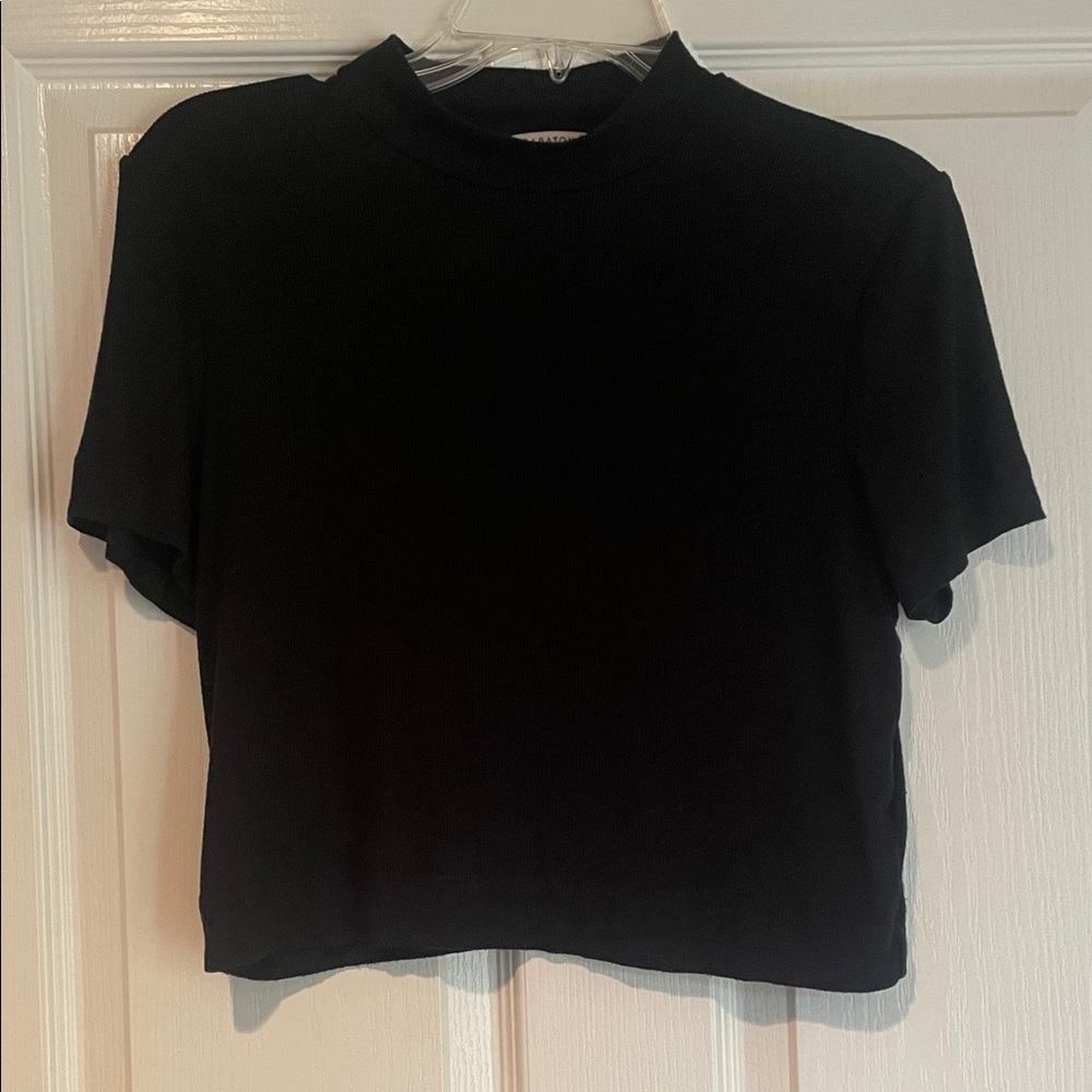 Babaton Black Crop Top L Mock Turtle